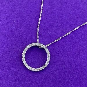 💛 18k White Gold Chain & 14k CZ Eternity Halo Necklace | Luxury Fine Jewelry